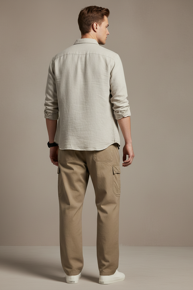 Pantalon Beige Baggy - Toile - vue 2