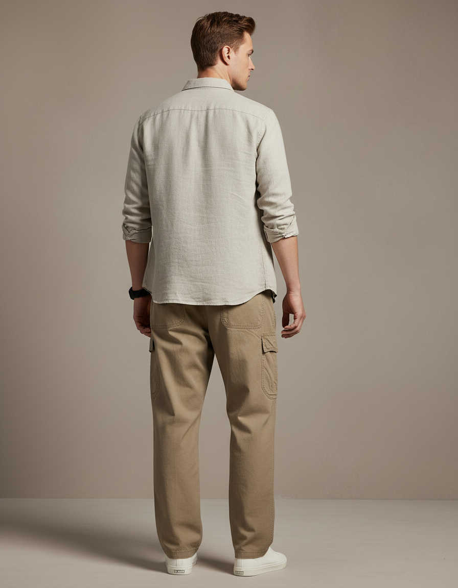 Pantalon Beige Baggy - Toile - vue 2