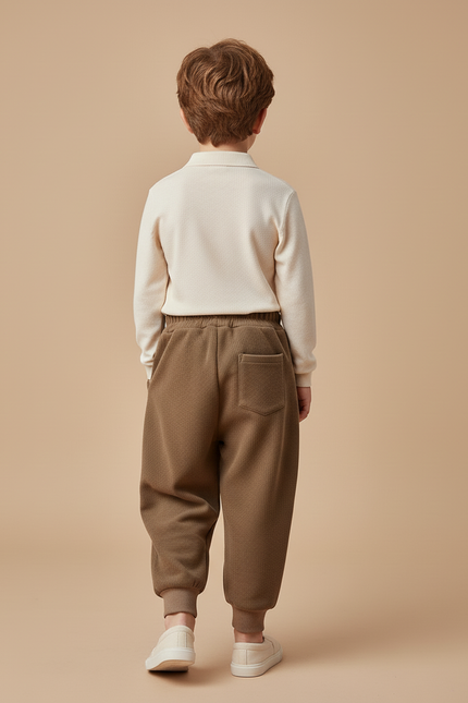 Pantalon Baggy Marron Molletonné Confortable Enfant - vue 2