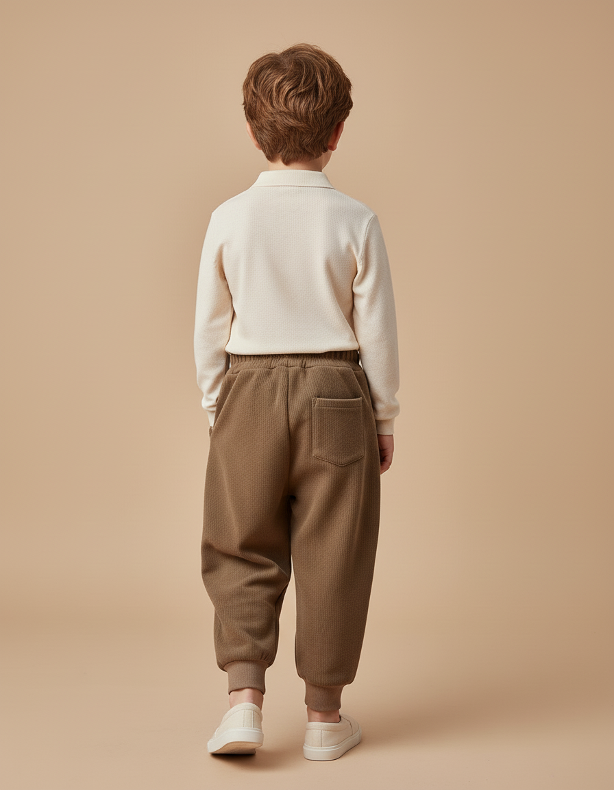 Pantalon Baggy Marron Molletonné Confortable Enfant - vue 2