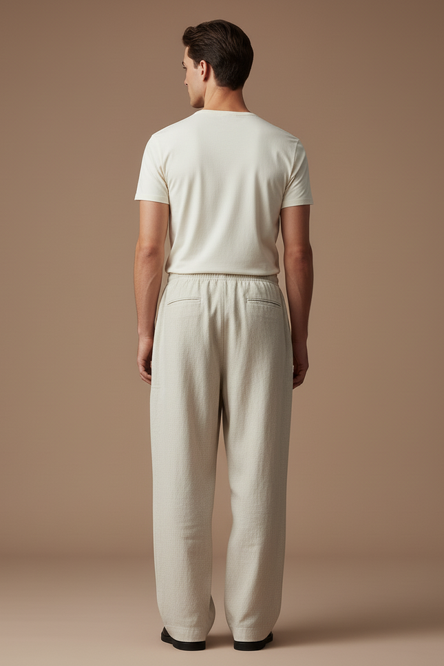 Pantalon Baggy Beige Lin Ample Cargo Homme - vue 2