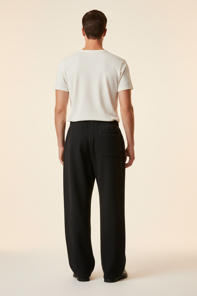 Pantalon Baggy Homme Noir Taille Élastique - Laine - vue 2