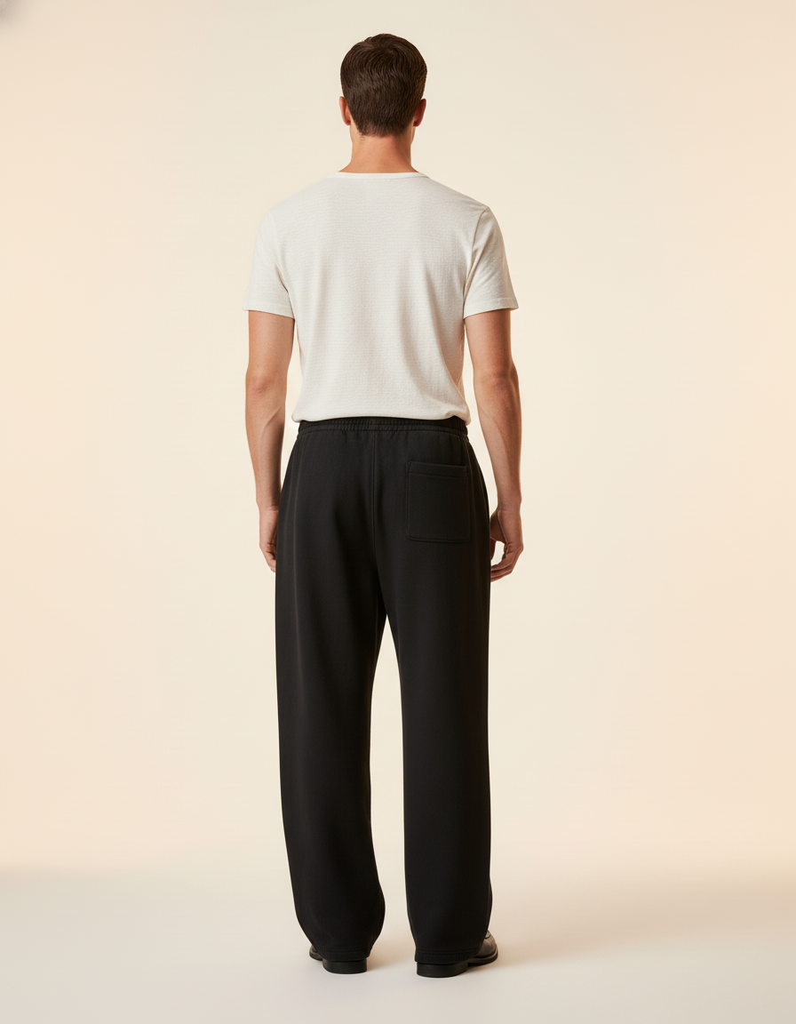 Pantalon Baggy Homme Noir Taille Élastique - Laine - vue 2