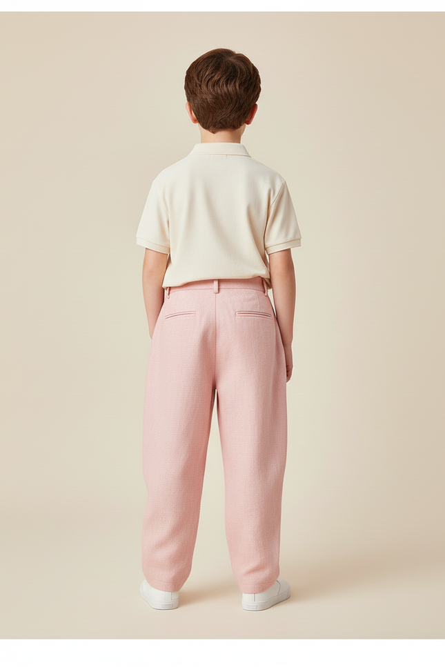 Pantalon Baggy Rose Poudré Ample Lin Enfant - vue 2