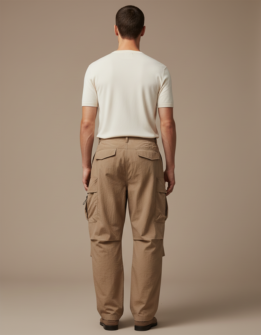 Pantalon Baggy Cargo Beige Ample Confortable Décontracté - Polyester - vue 2