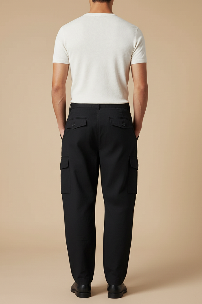 Pantalon Baggy Noir Cargo Décontracté Poches Homme - Toile - vue 2