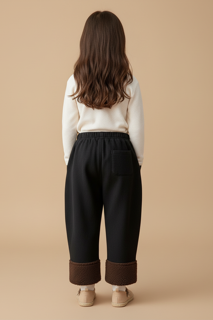 Pantalon Baggy Noir Doublé Polaire Hiver Enfant - Molleton - vue 2
