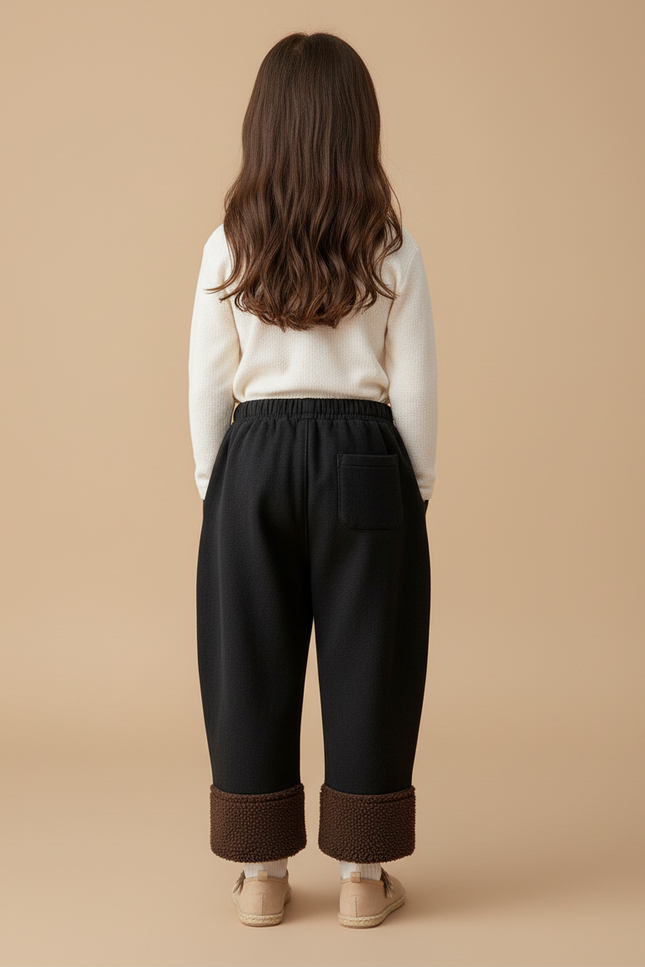 Pantalon Baggy Noir Doublé Polaire Hiver Enfant - Molleton - vue 2