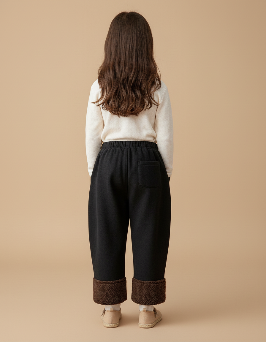Pantalon Baggy Noir Doublé Polaire Hiver Enfant - Molleton - vue 2