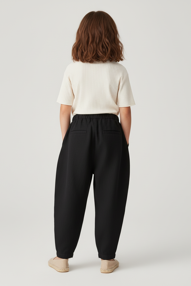 Pantalon Baggy Noir Ample Fluide Coton Enfant - vue 2
