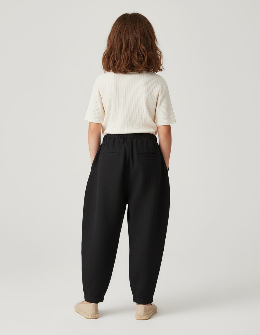 Pantalon Baggy Noir Ample Fluide Coton Enfant - vue 2