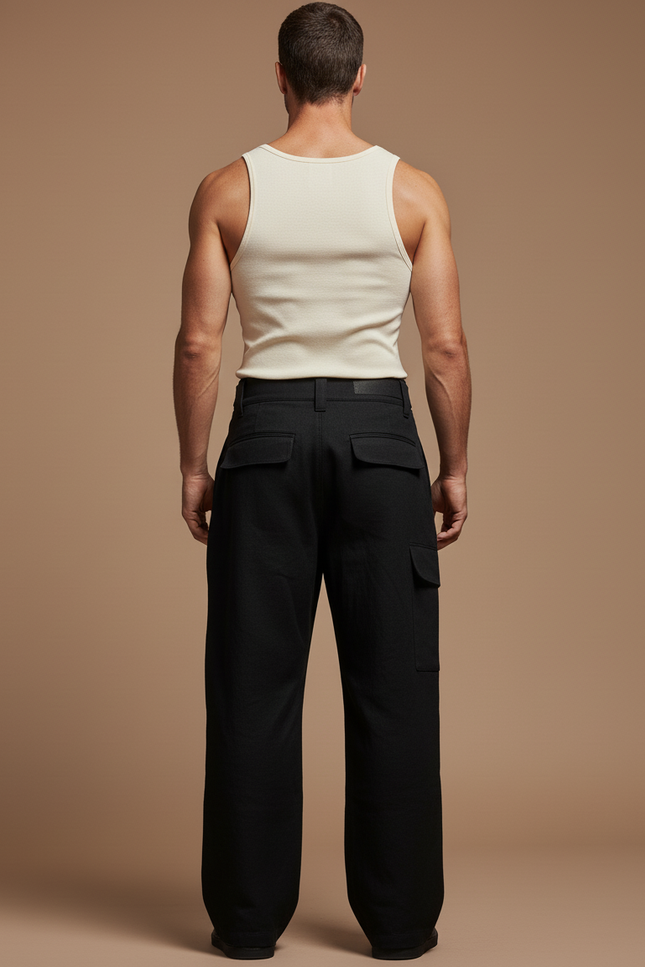 Pantalon Baggy Noir Ample Homme Cargo VECTOR - Toile - vue 2