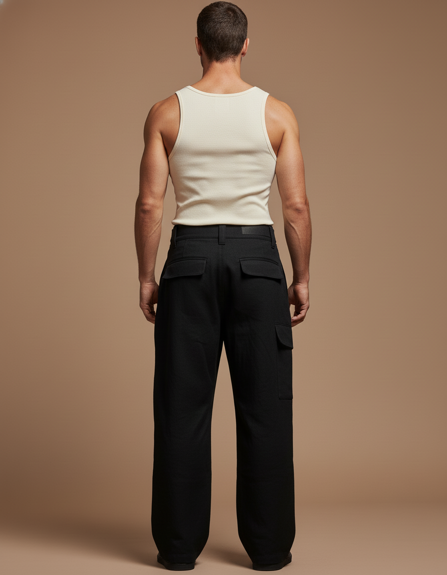 Pantalon Baggy Noir Ample Homme Cargo VECTOR - Toile - vue 2