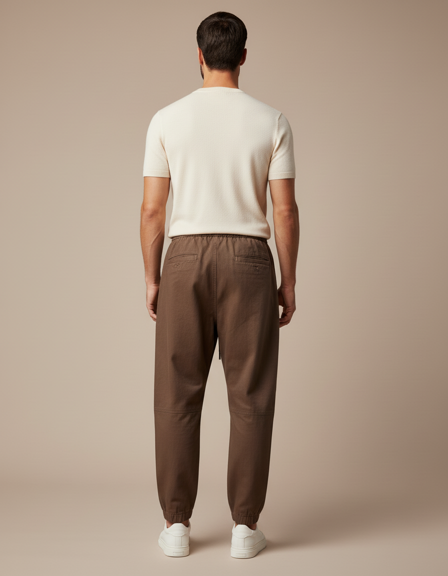 Pantalon Baggy Marron Cargo Coton Homme Décontracté - Toile - vue 2