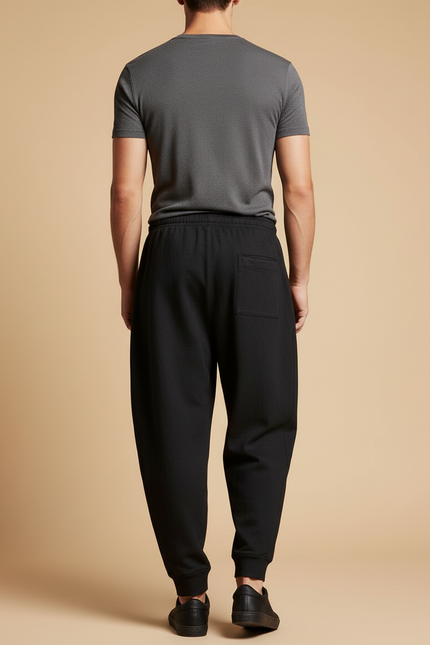 Pantalon Baggy Noir Ample Molletonné Sport Homme - vue 2