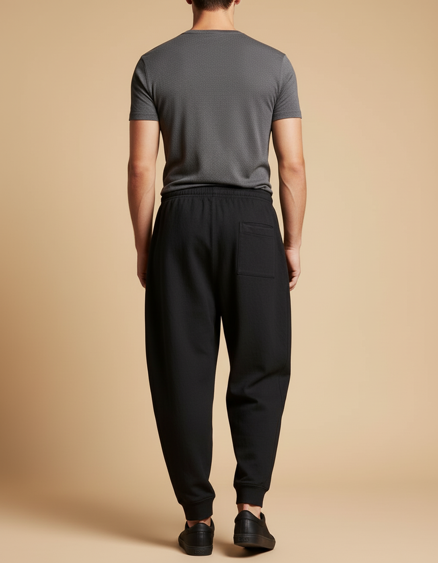 Pantalon Baggy Noir Ample Molletonné Sport Homme - vue 2