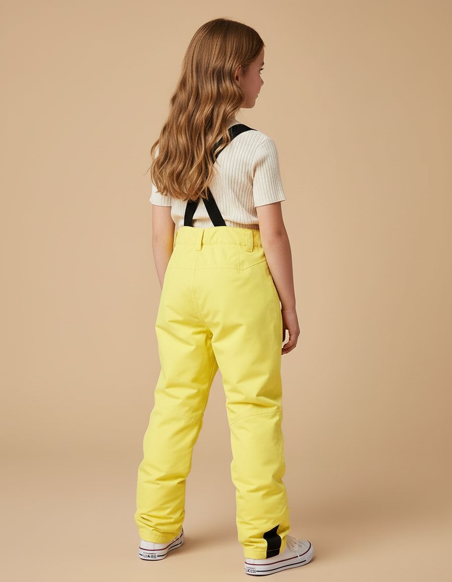 Pantalon Baggy Jaune Vif Imperméable Bretelles Enfant - Polyester - vue 2