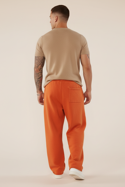 Pantalon Baggy Orange Imprimé Coton Décontracté Homme - Molleton - vue 2