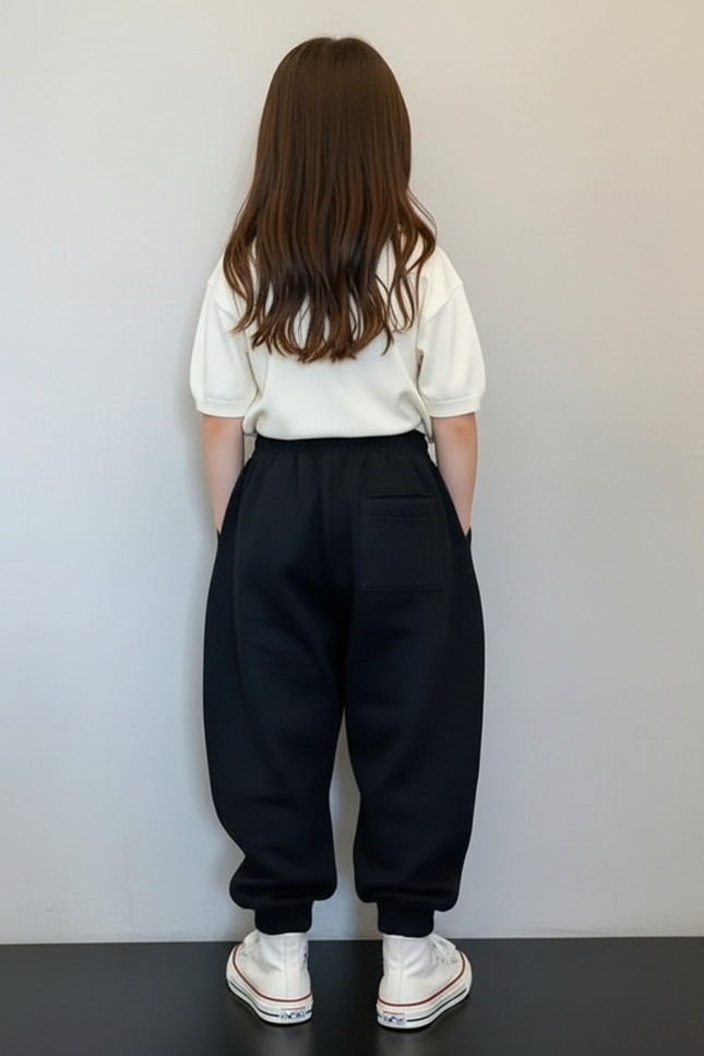 Pantalon Baggy Noir Ample Motif Dessin Animé Enfant - Molleton - vue 2