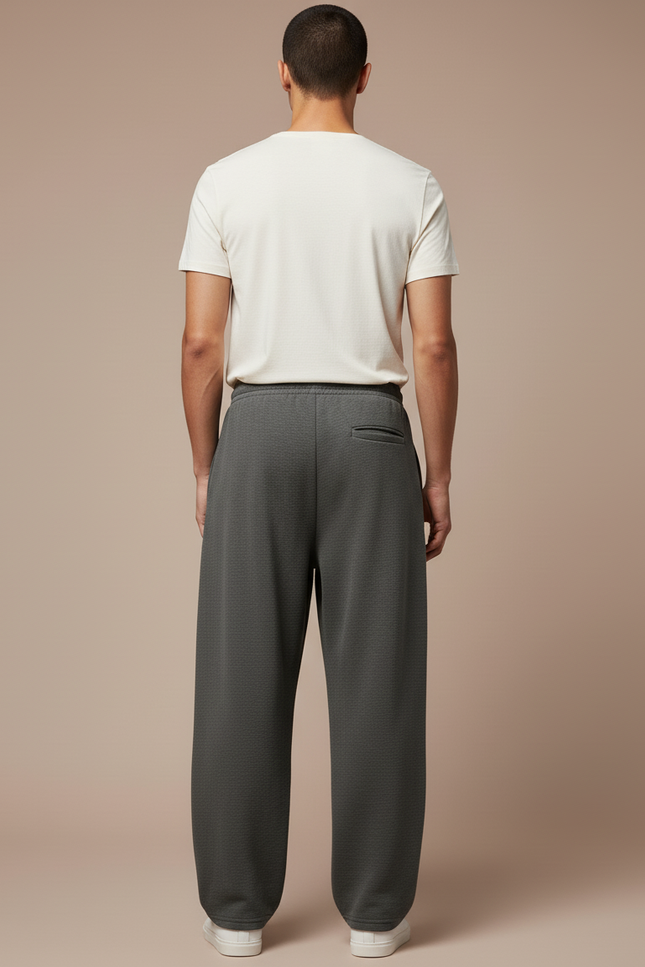 Pantalon Baggy Gris Foncé Ample Molletonné Décontracté - vue 2