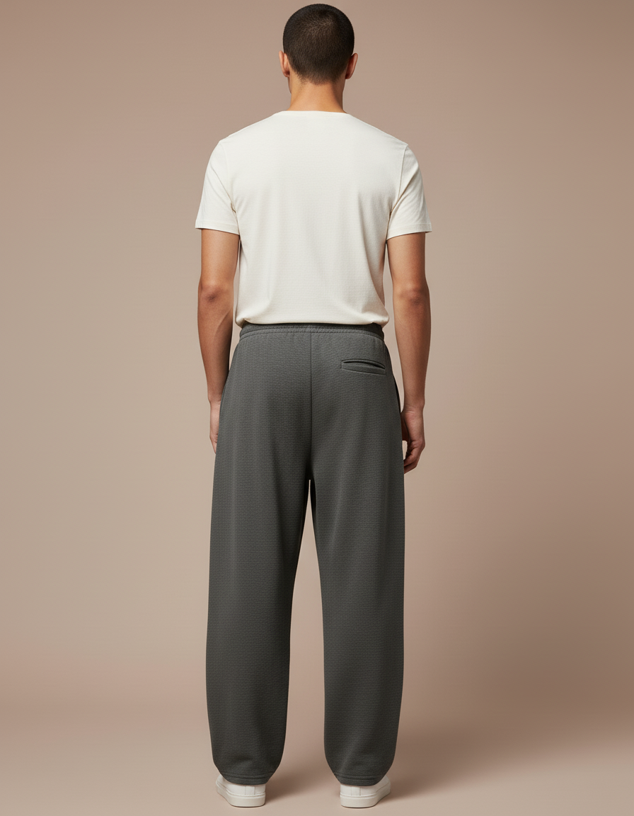 Pantalon Baggy Gris Foncé Ample Molletonné Décontracté - vue 2