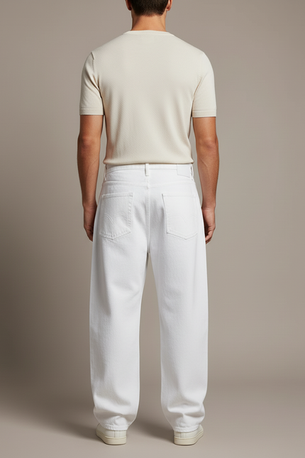 Pantalon Baggy Blanc Ample Denim Décontracté Homme - Jean - vue 2