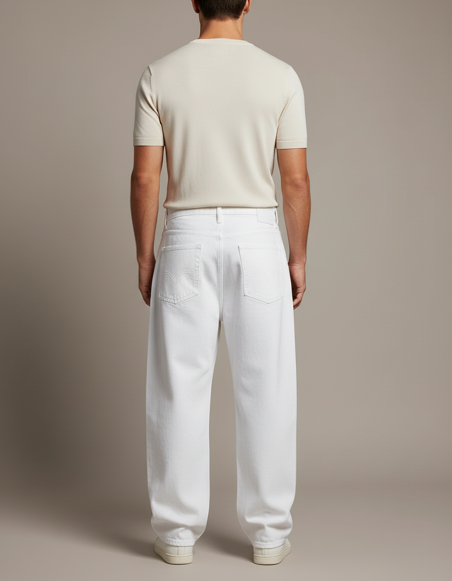 Pantalon Baggy Blanc Ample Denim Décontracté Homme - Jean - vue 2