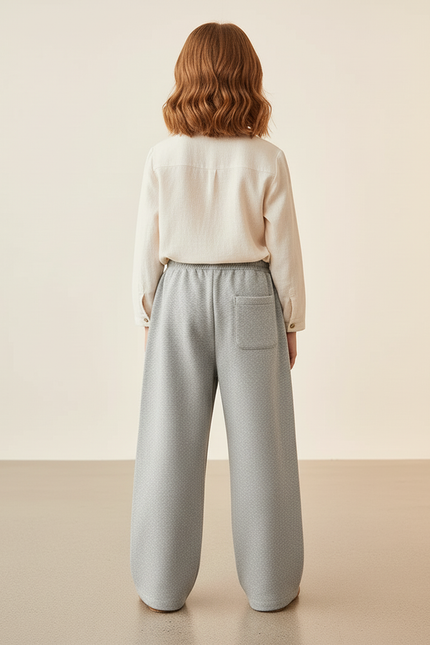 Pantalon Baggy Enfant Gris Ample Coton Confort - Molleton - vue 2