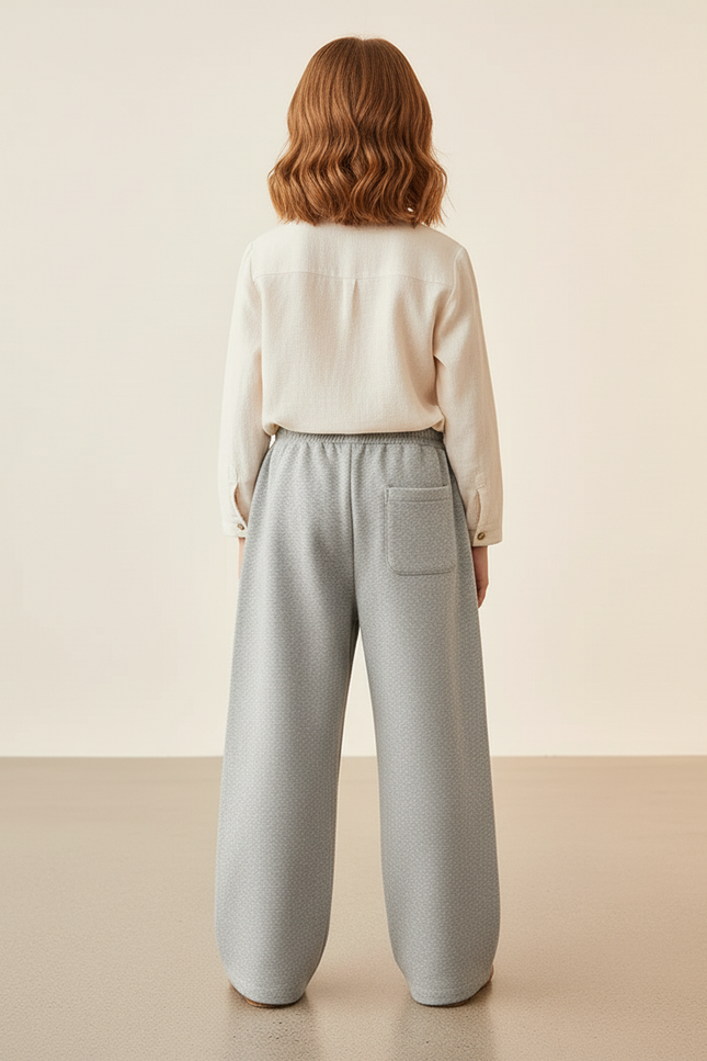 Pantalon Baggy Enfant Gris Ample Coton Confort - Molleton - vue 2