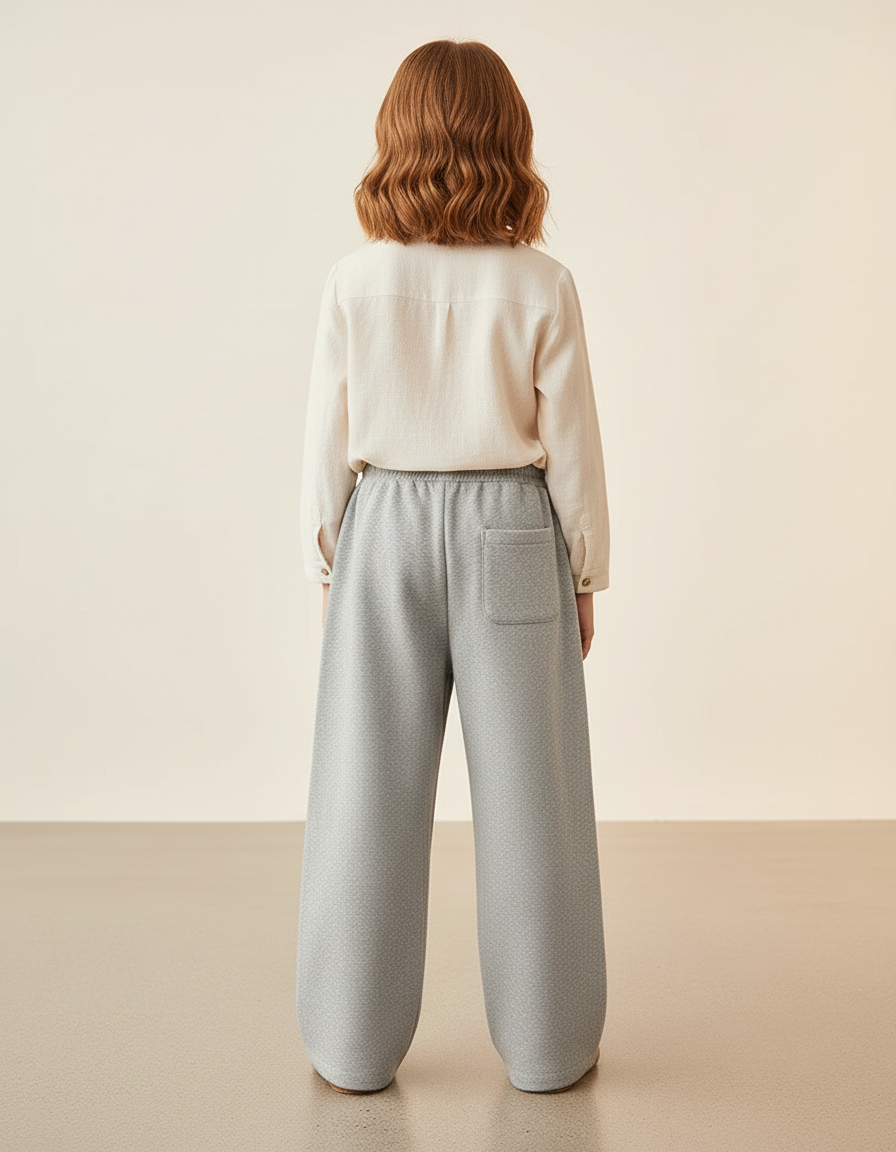 Pantalon Baggy Enfant Gris Ample Coton Confort - Molleton - vue 2