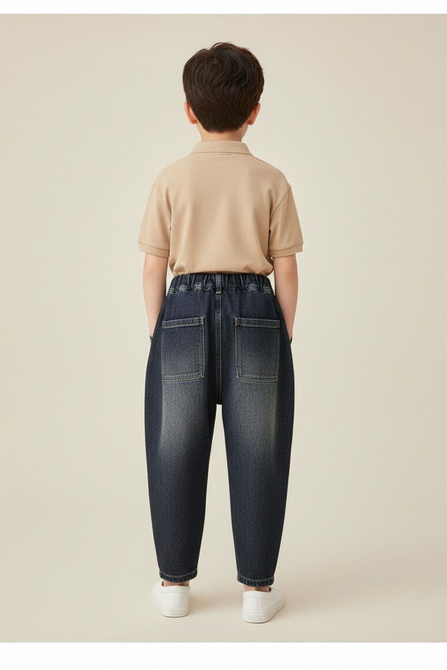 Pantalon Baggy Jean Denim Ample Garçon Hiver - Marine - vue 2