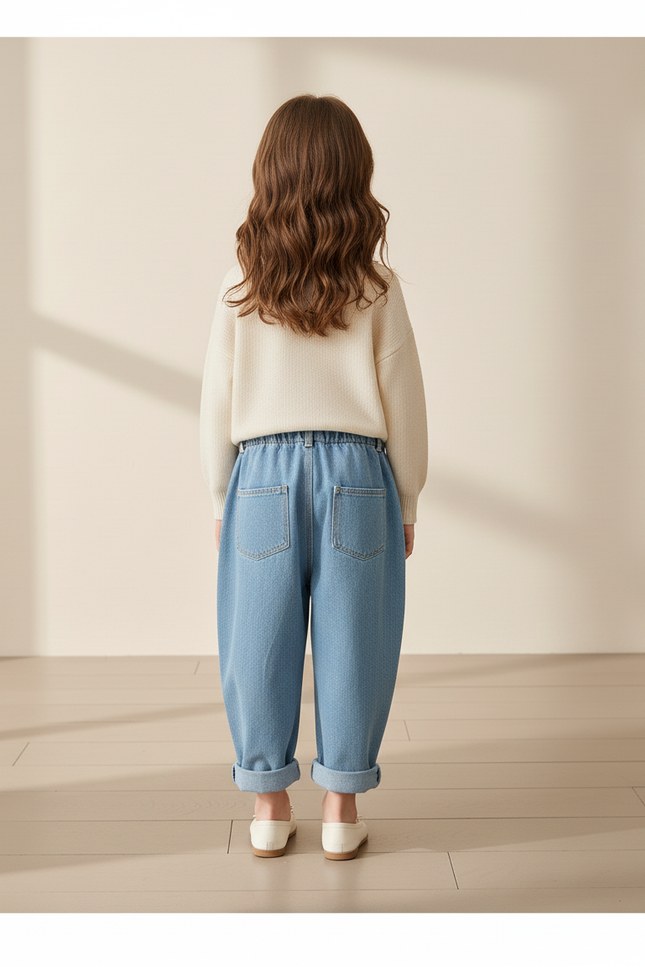 Pantalon Baggy Enfant Denim Ample Décontracté Bleu Clair - Jean - vue 2
