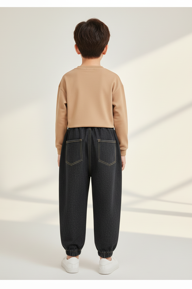 Pantalon Baggy Denim Noir Ample Décontracté Enfant - Jean - vue 2