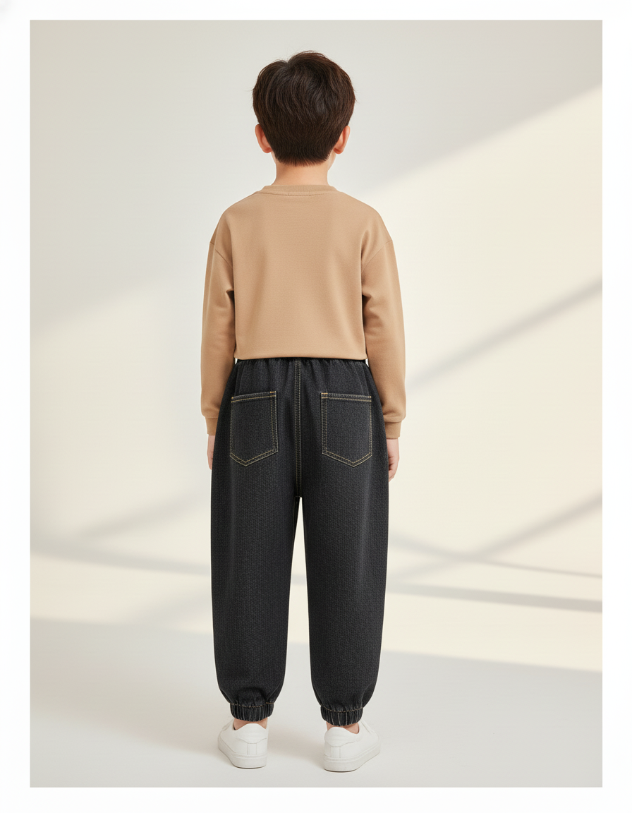 Pantalon Baggy Denim Noir Ample Décontracté Enfant - Jean - vue 2