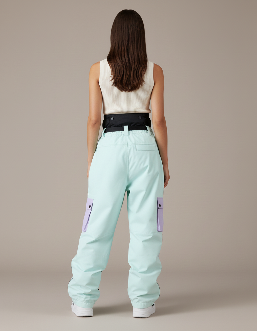 Pantalon Baggy Bicolore Imperméable Ski Neige Femme - Multicolore Polyester - vue 2