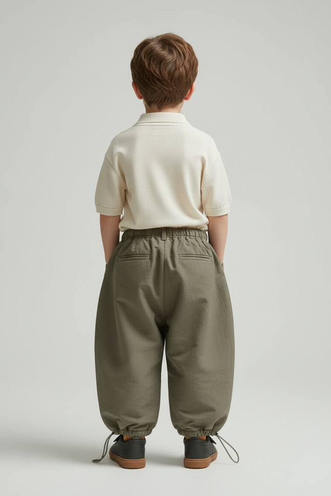Pantalon Baggy Kaki Ample Coton Enfant Hiver - Gabardine - vue 2