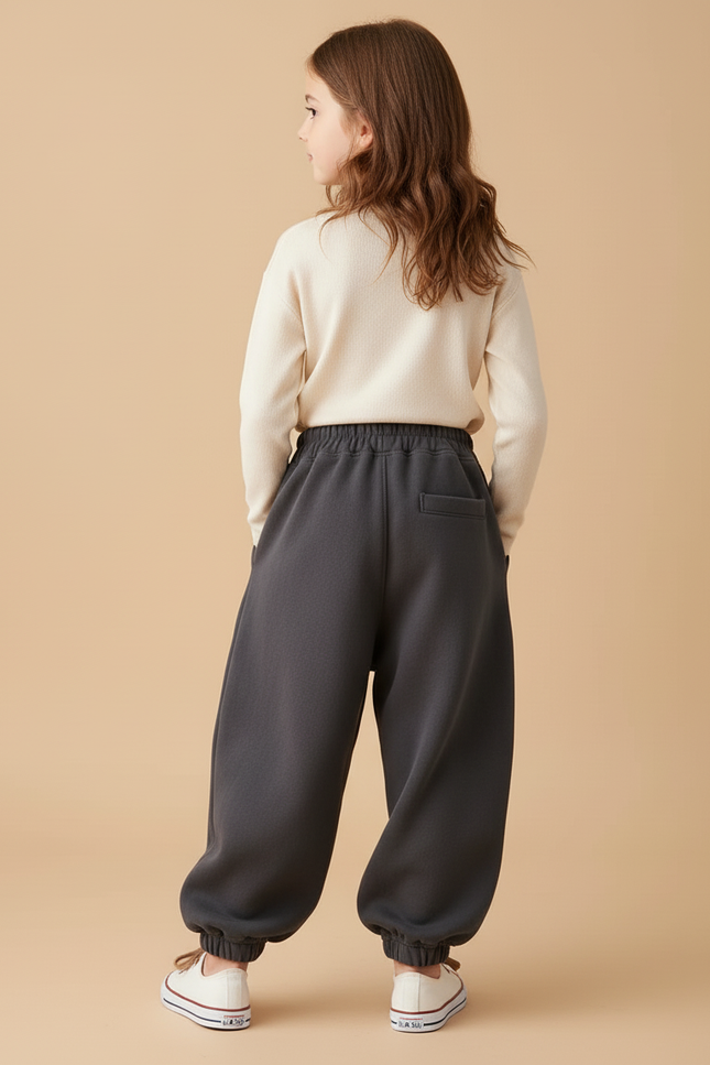 Pantalon Baggy Gris Foncé Ample Molleton Maison Enfant - vue 2