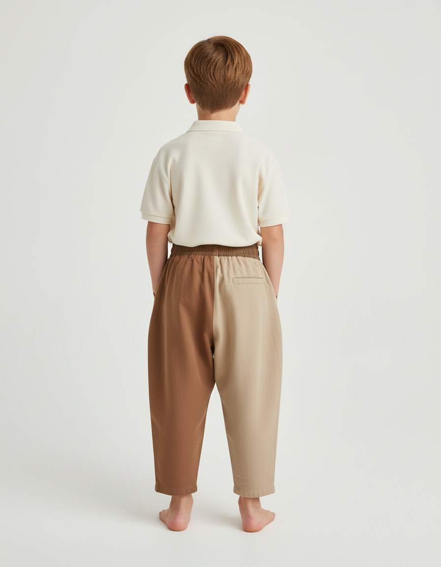 Pantalon Baggy Bicolore Coton Plissé Ample Enfant - Multicolore - vue 2