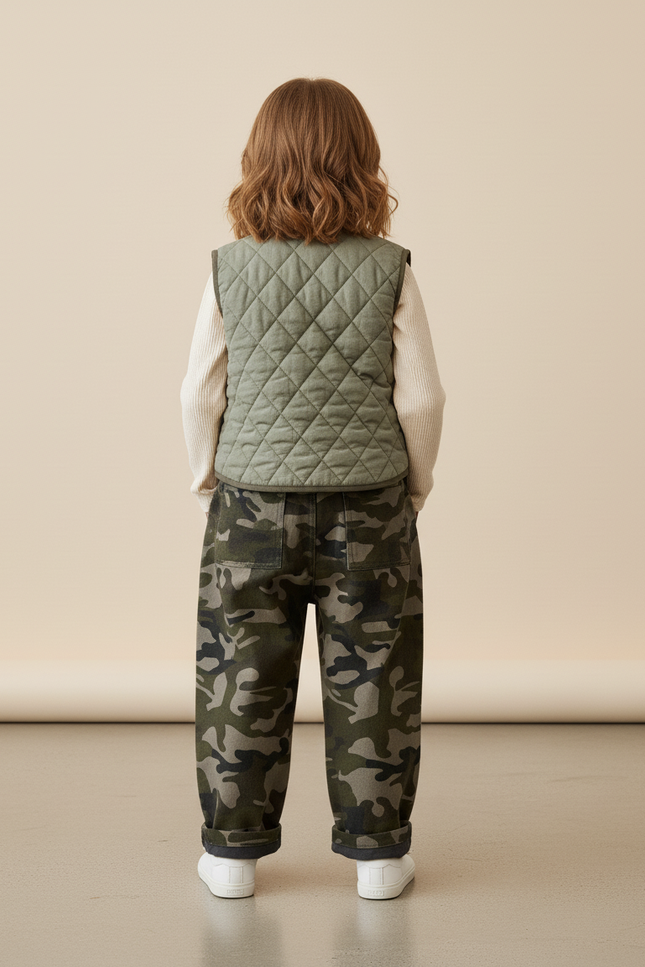 Pantalon Baggy Camouflage Vert Militaire Ample Coton - Molleton - vue 2
