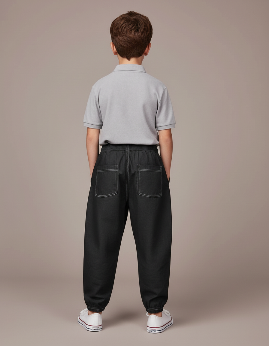 Pantalon Baggy Noir Ample Imprimé Streetwear Garçon - Jean - vue 2