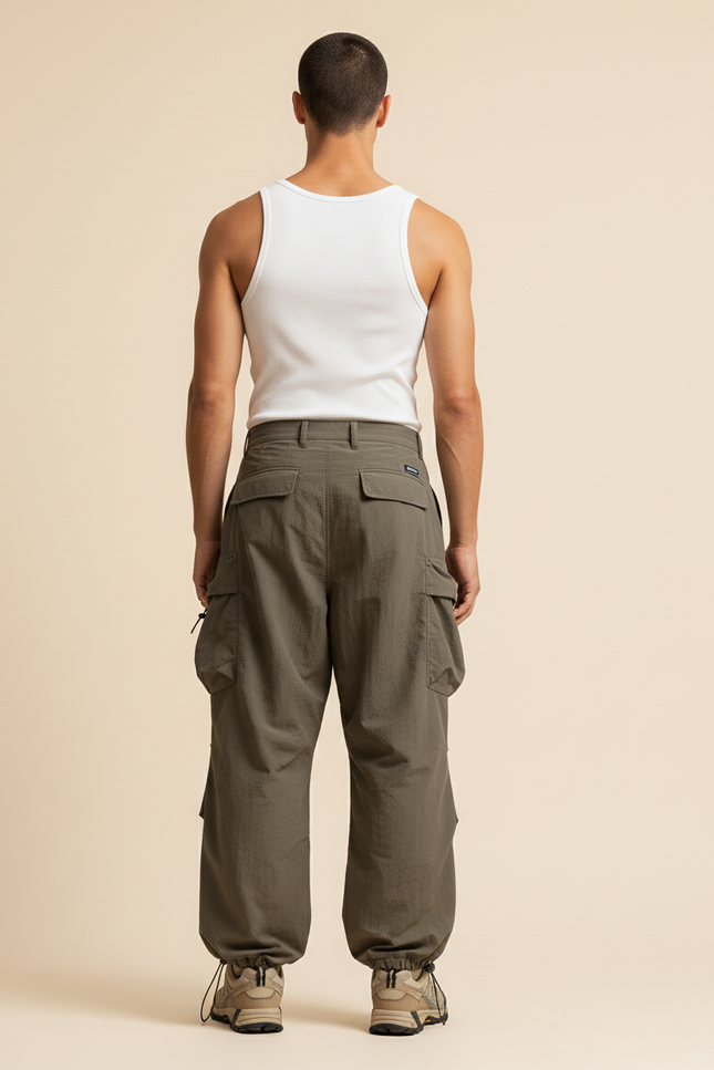 Pantalon Baggy Kaki Cargo Ample Homme Sport - Polyester - vue 2