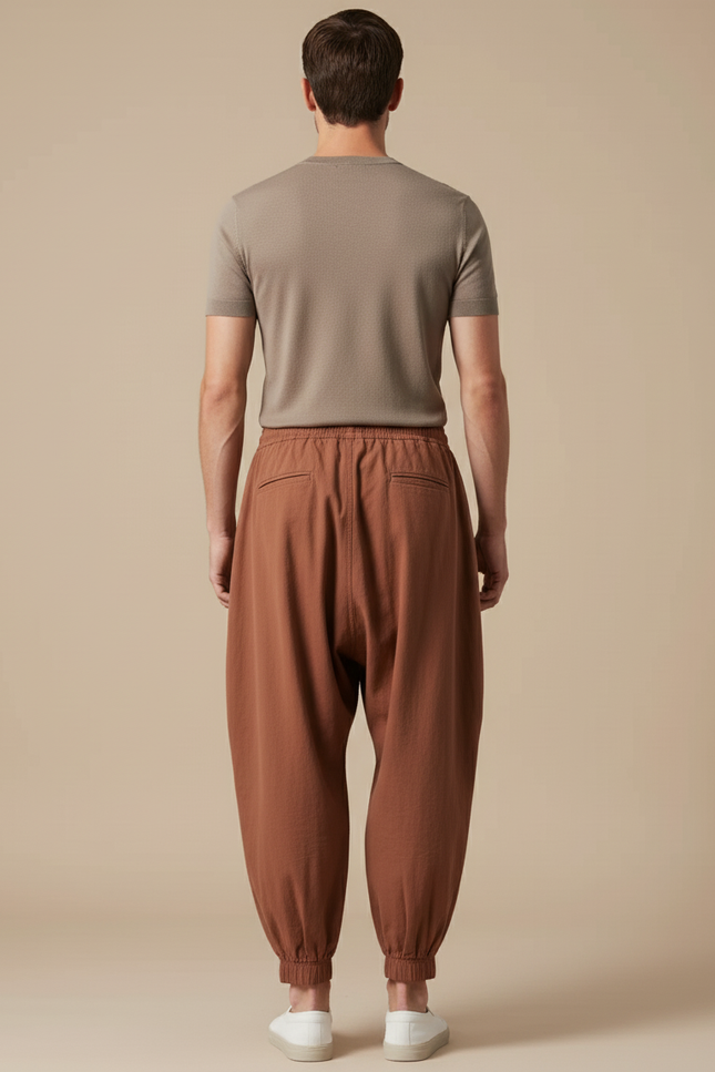 Pantalon Baggy Marron Coton Harem Confortable Homme - vue 2