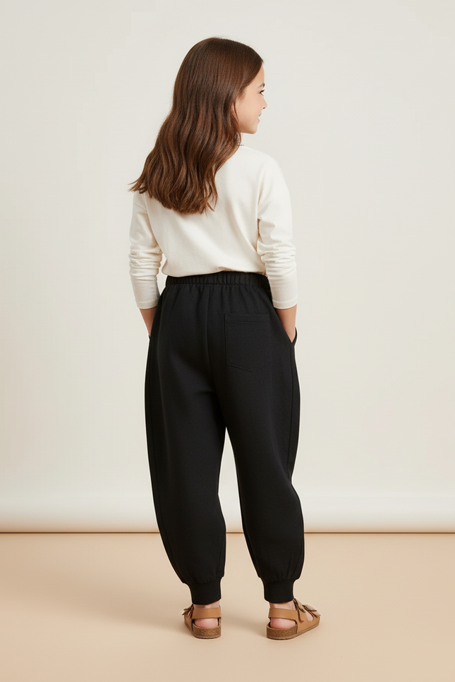 Pantalon Baggy Noir Ample Molletonné Logo Enfant - vue 2