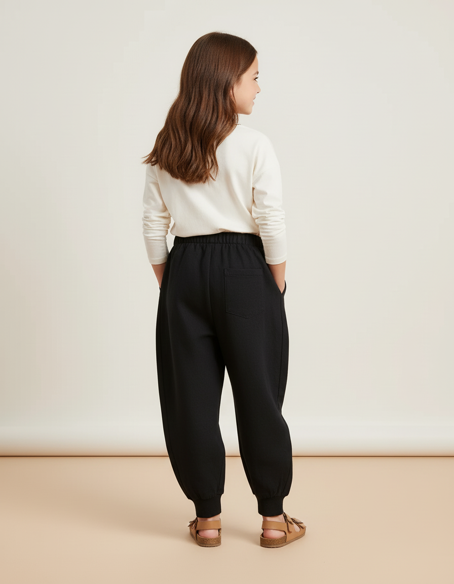 Pantalon Baggy Noir Ample Molletonné Logo Enfant - vue 2