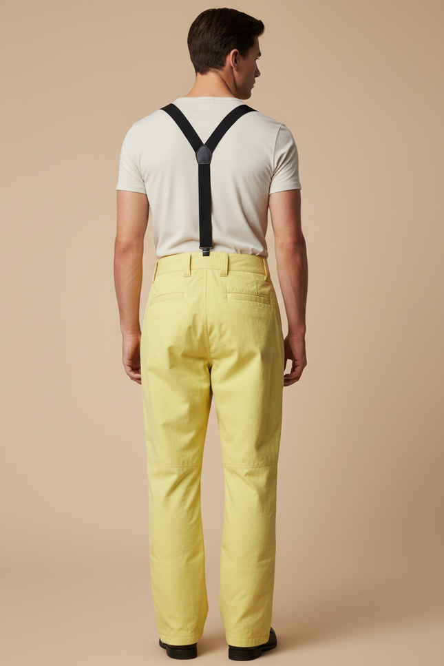 Pantalon Baggy Jaune Bretelles Ski Imperméable Homme - Polyester - vue 2