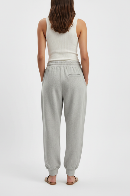 Pantalon Baggy Gris Cordon Ample Décontracté Molletonné - vue 2