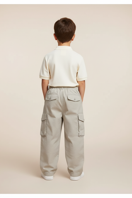 Pantalon Baggy Gris Cargo Ample Coton Enfant - vue 2