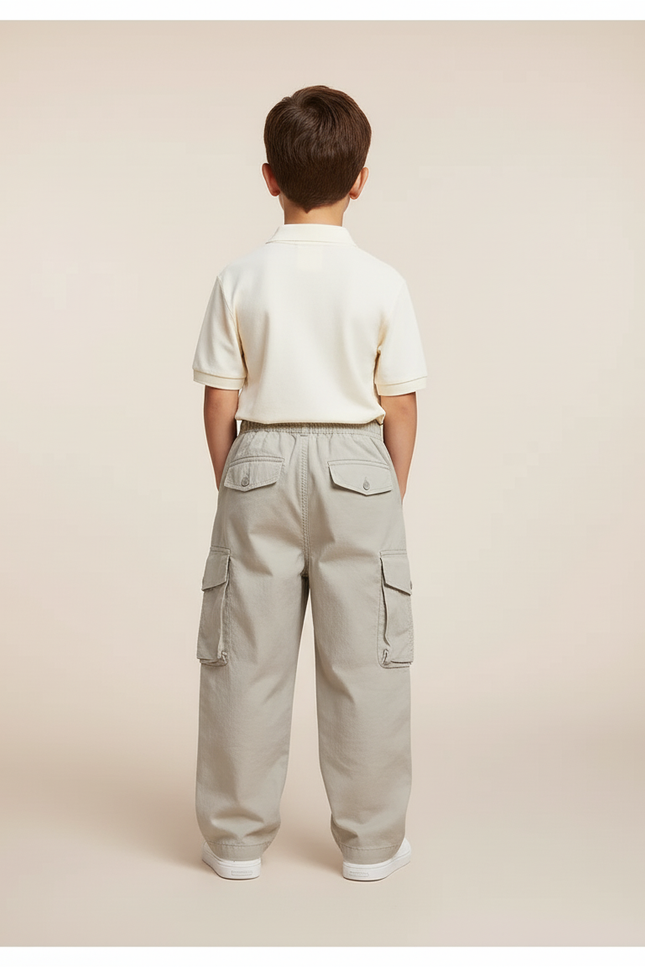Pantalon Baggy Gris Cargo Ample Coton Enfant - vue 2
