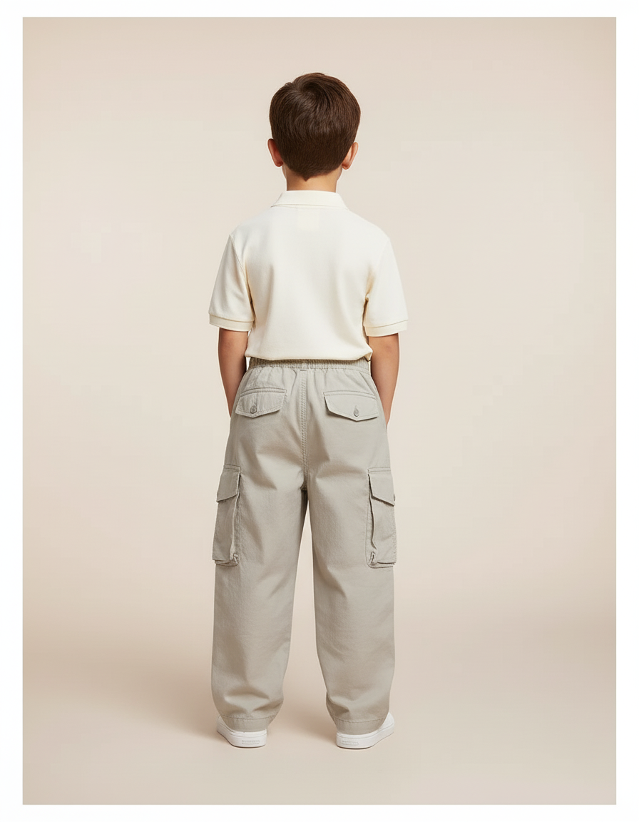 Pantalon Baggy Gris Cargo Ample Coton Enfant - vue 2