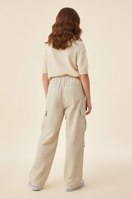 Pantalon Baggy Beige Cargo Ample Coton Fluide - vue 2
